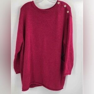 Ralph Lauren Women's Button-Accent Sweater in Vibrant Pink